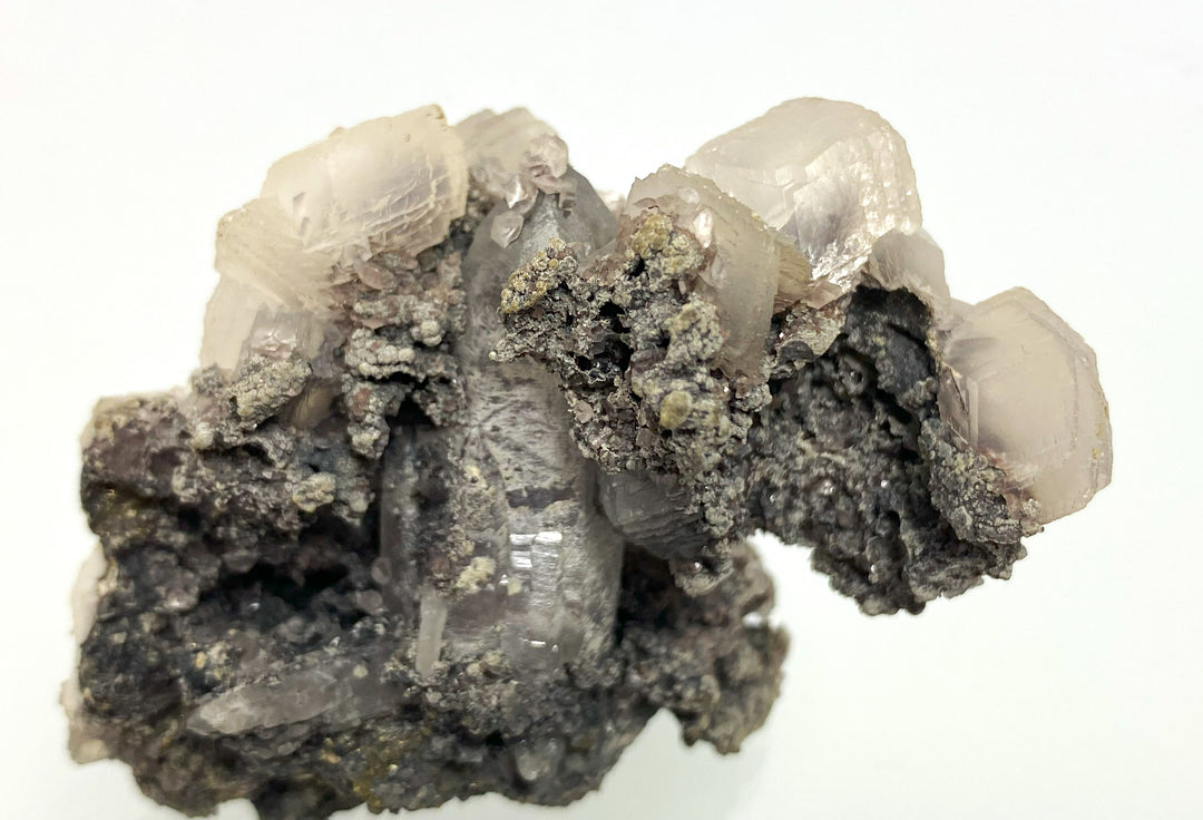 Calcite with boulangerite inclusions, rock crystal, Herja, Maramures, Romania