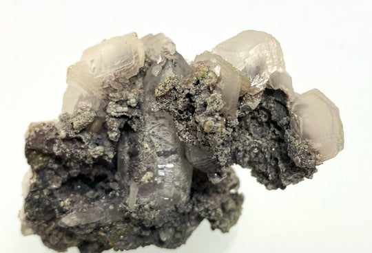 Calcite with boulangerite inclusions, rock crystal, Herja, Maramures, Romania
